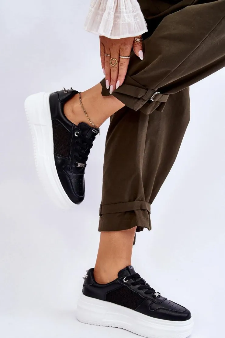 GOE Sneakersy Damskie*Damskie Klasyczne Buty Sportowe LL2N4061 Czarne Czarny