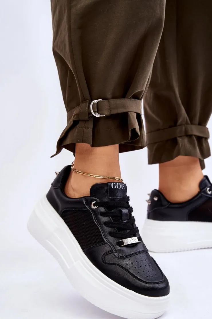 GOE Sneakersy Damskie*Damskie Klasyczne Buty Sportowe LL2N4061 Czarne Czarny