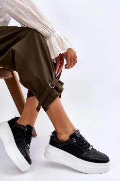 GOE Sneakersy Damskie*Damskie Klasyczne Buty Sportowe LL2N4061 Czarne Czarny