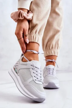 Boto Sneakersy Damskie*Damskie Klasyczne Buty Sportowe Na Koturnie Szare Advanced