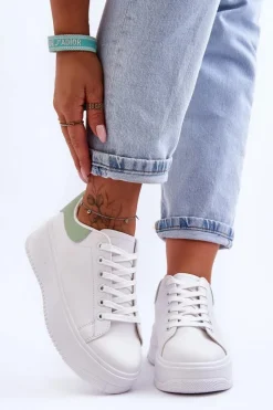 Clearance Boto Damskie Klasyczne Buty Sportowe Biało-Zielone Night Trip