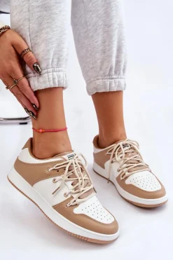 Damskie Boto Damskie Klasyczne Buty Sportowe Podwójnie Sznurowane Biało-Beżowe Jella