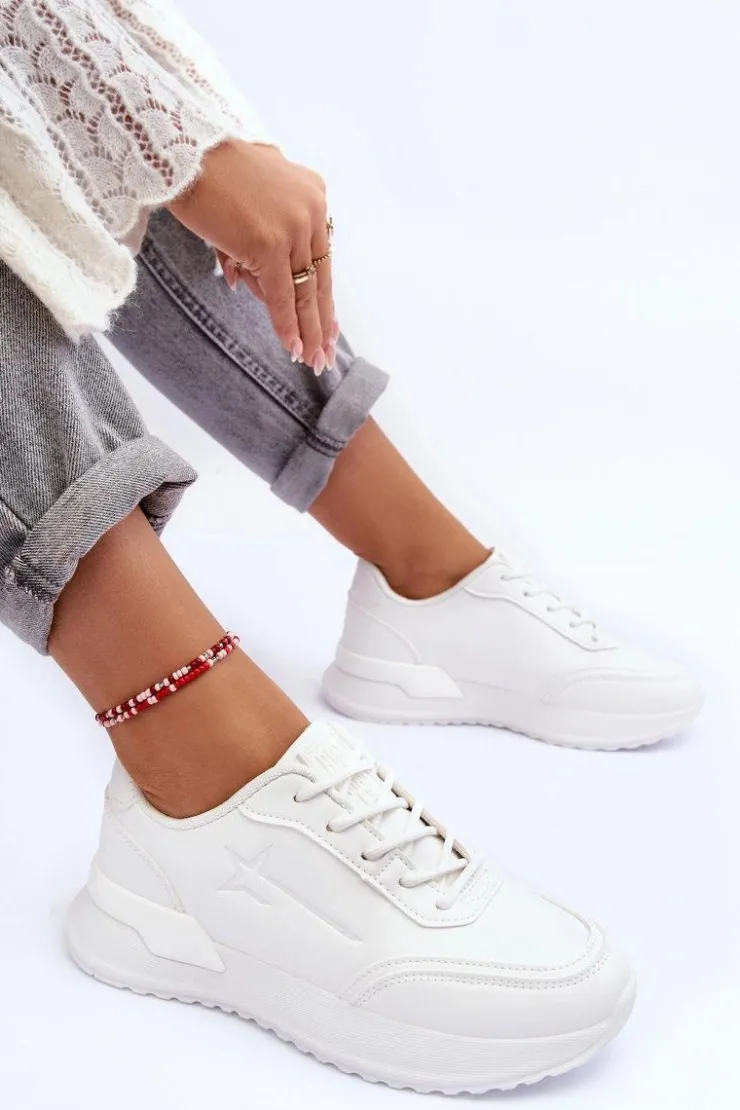 Big Star Shoes Buty Sportowe Big Star|Sneakersy Damskie*Damskie Klasyczne Buty Sportowe Big Star MM274224 Białe