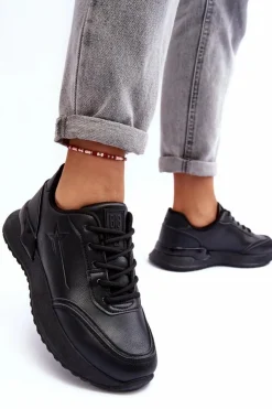 Outlet Big Star Shoes Damskie Klasyczne Buty Sportowe Big Star MM274223 Czarne