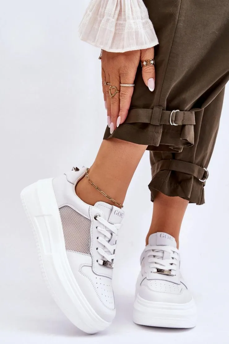 New GOE Damskie Klasyczne Buty Sportowe LL2N4060 Białe Biały