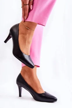 Damskie Buty Sergio Leone Damskie Klasyczne Czółenka Czarne Semprella