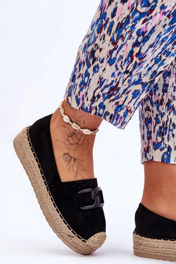 Damskie Boto Damskie Klasyczne Espadryle Na Platformie Czarne Maurine