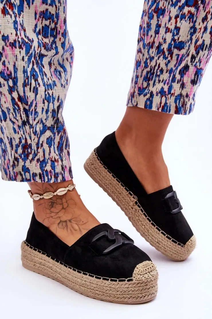 Damskie Boto Damskie Klasyczne Espadryle Na Platformie Czarne Maurine