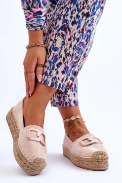 Online Boto Damskie Klasyczne Espadryle Na Platformie Beżowe Maurine