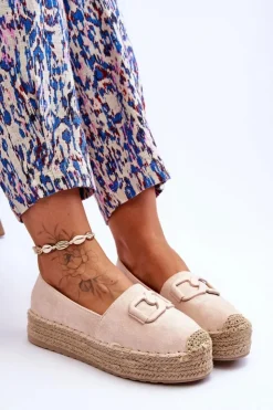 Online Boto Damskie Klasyczne Espadryle Na Platformie Beżowe Maurine