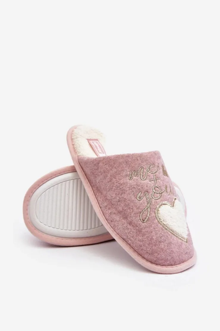 New Boto Damskie Klasyczne Kapcie Wsuwane Ocieplane Różowe Mabira Różowy