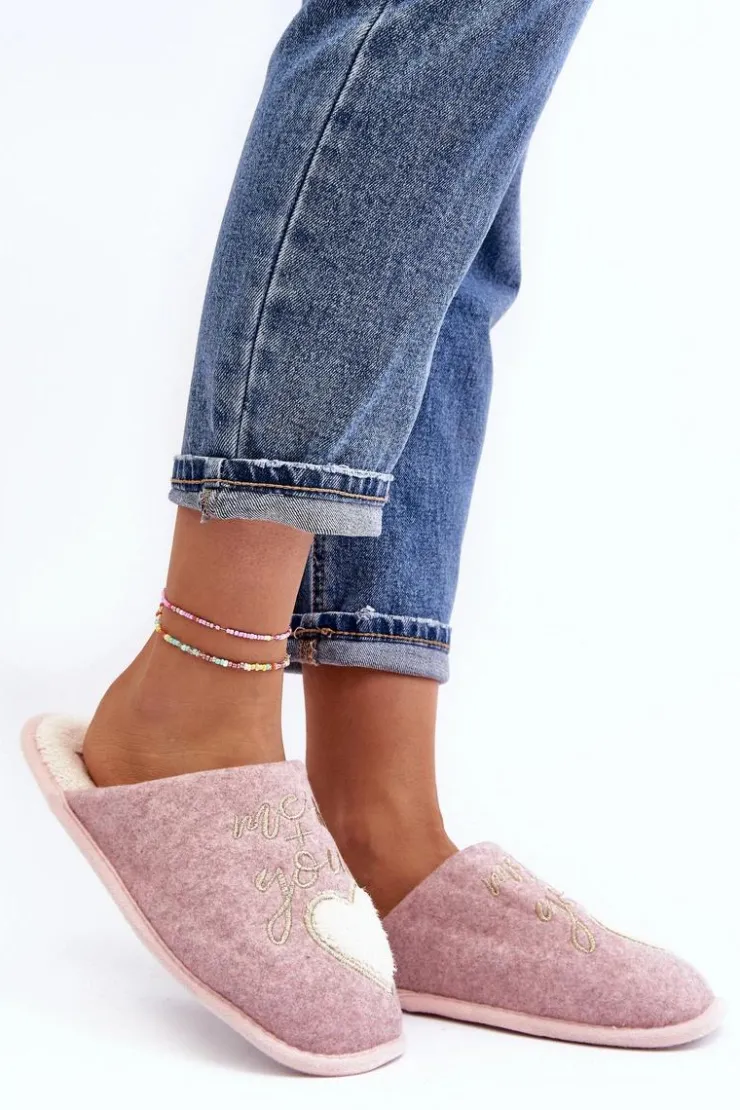 New Boto Damskie Klasyczne Kapcie Wsuwane Ocieplane Różowe Mabira Różowy