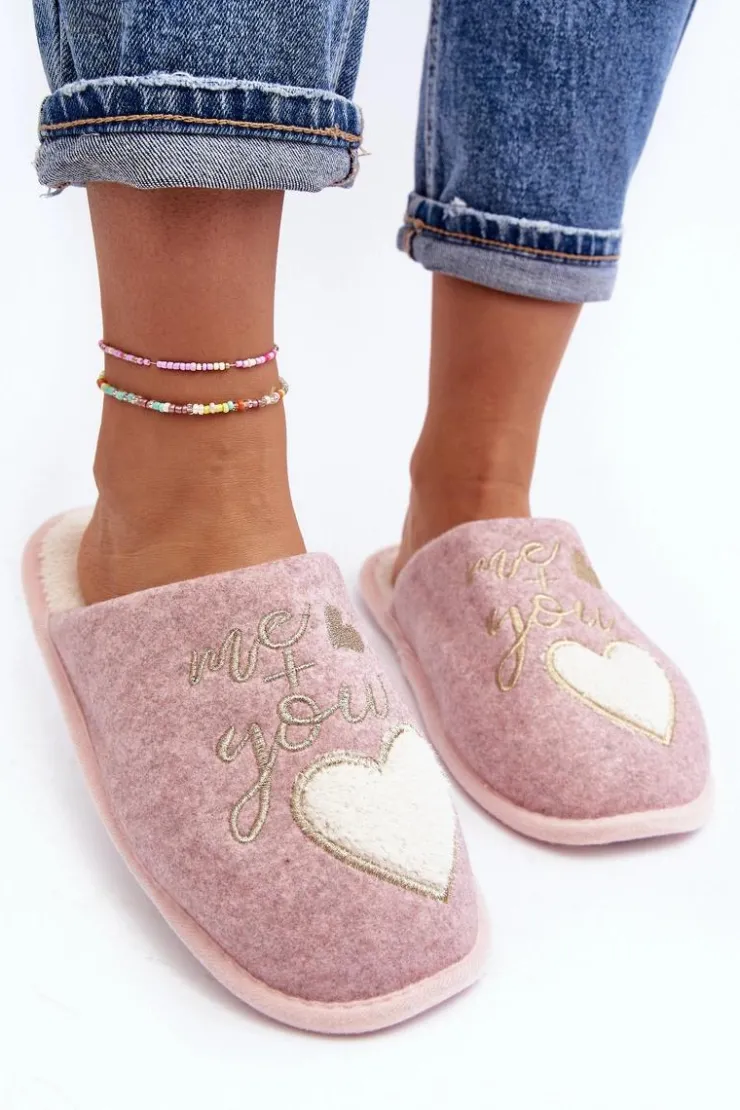 New Boto Damskie Klasyczne Kapcie Wsuwane Ocieplane Różowe Mabira Różowy