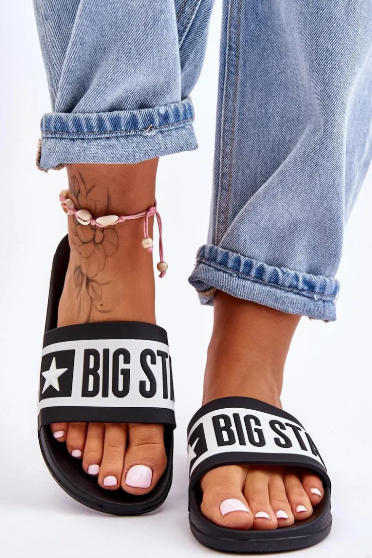 Big Star Shoes Klapki Sportowe|Klapki Damskie Big Star*Damskie Klasyczne Klapki Big Star LL274739 Czarne