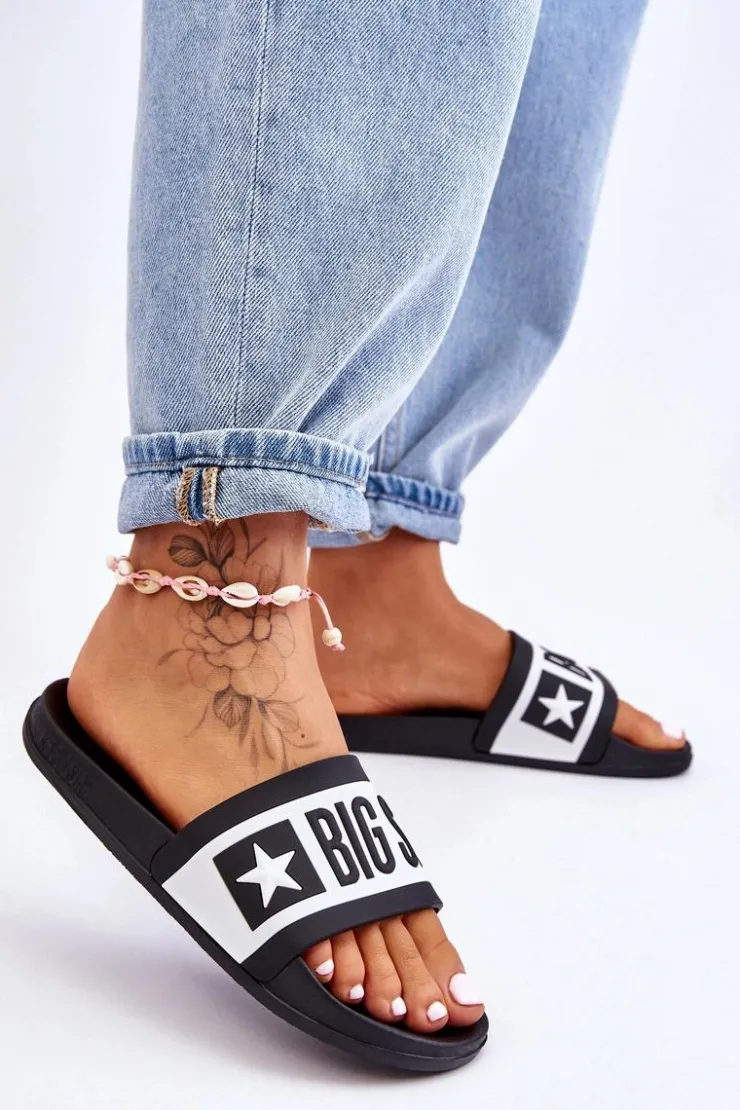 Big Star Shoes Klapki Sportowe|Klapki Damskie Big Star*Damskie Klasyczne Klapki Big Star LL274739 Czarne