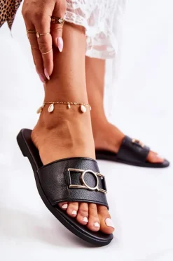 Discount Evento Damskie Klasyczne Klapki Z Ozdobą Czarne Sherri