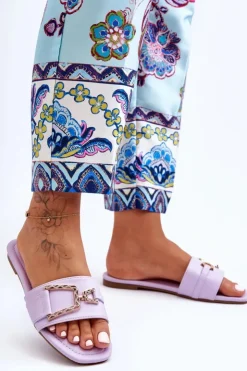 Boto Klapki Damskie Klasyczne*Damskie Klasyczne Klapki Z Ozdobą Fioletowe Impressive Fioletowy