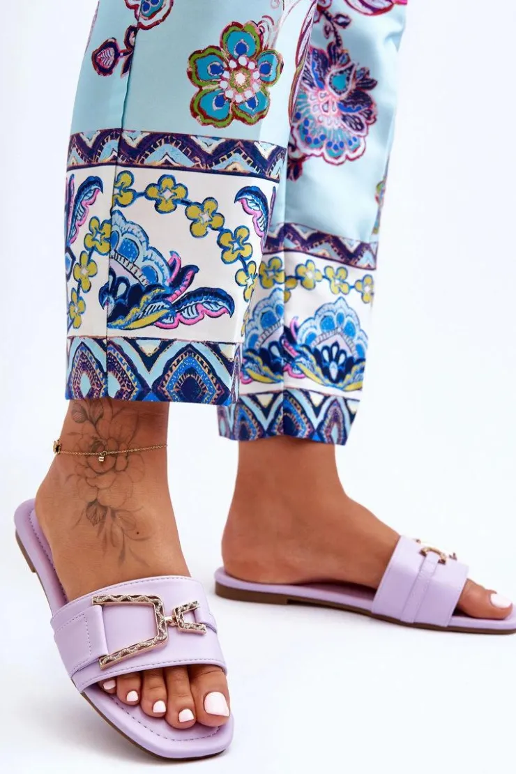 Boto Klapki Damskie Klasyczne*Damskie Klasyczne Klapki Z Ozdobą Fioletowe Impressive Fioletowy