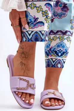 Boto Klapki Damskie Klasyczne*Damskie Klasyczne Klapki Z Ozdobą Fioletowe Impressive Fioletowy