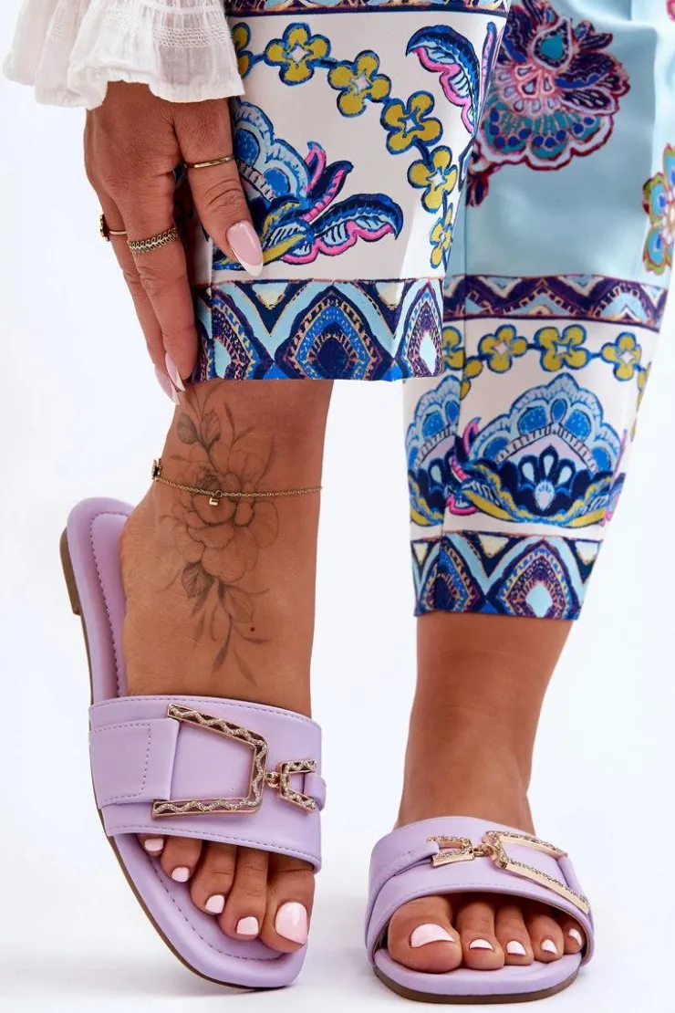 Boto Klapki Damskie Klasyczne*Damskie Klasyczne Klapki Z Ozdobą Fioletowe Impressive Fioletowy