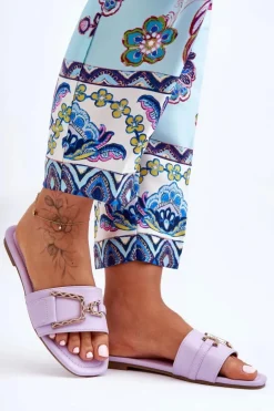 Boto Klapki Damskie Klasyczne*Damskie Klasyczne Klapki Z Ozdobą Fioletowe Impressive Fioletowy