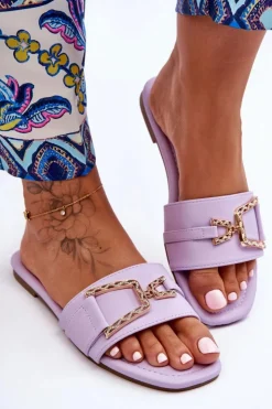 Boto Klapki Damskie Klasyczne*Damskie Klasyczne Klapki Z Ozdobą Fioletowe Impressive Fioletowy