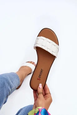 Boto Klapki Damskie Klasyczne*Damskie Klasyczne Klapki Na Płaskim Obcasie Białe Namrita