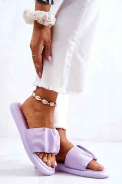 Damskie Damskie buty S.Barski Damskie Klasyczne Klapki Fioletowe Feline