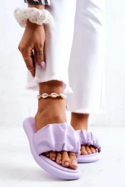 Damskie Damskie buty S.Barski Damskie Klasyczne Klapki Fioletowe Feline