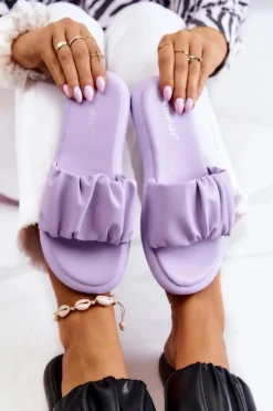 Damskie Damskie buty S.Barski Damskie Klasyczne Klapki Fioletowe Feline