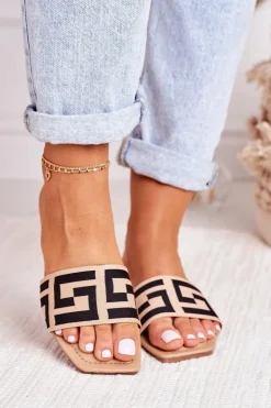 Clearance Boto Damskie Klasyczne Klapki Beżowe Melinda