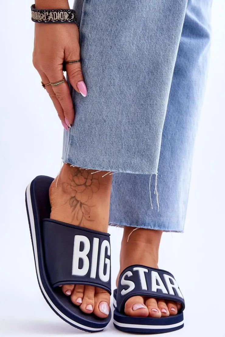 Discount Big Star Shoes Damskie Klasyczne Klapki Big Star JJ274A323 Granatowe