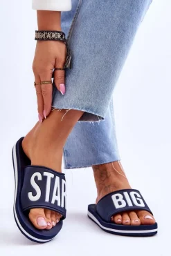 Discount Big Star Shoes Damskie Klasyczne Klapki Big Star JJ274A323 Granatowe