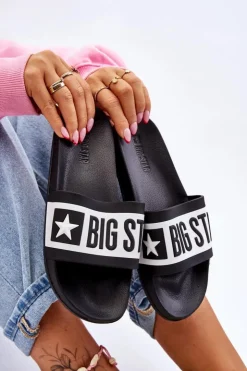 Big Star Shoes Klapki Sportowe|Klapki Damskie Big Star*Damskie Klasyczne Klapki Big Star LL274739 Czarne Czarny