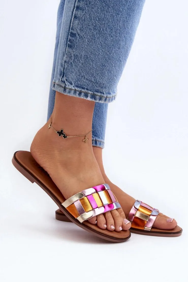 Boto Klapki Damskie Klasyczne*Damskie Klasyczne Klapki Na Płaskim Obcasie Multikolor Namrita