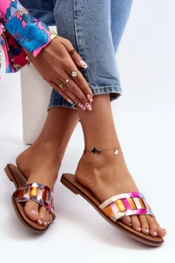 Boto Klapki Damskie Klasyczne*Damskie Klasyczne Klapki Na Płaskim Obcasie Multikolor Namrita