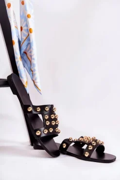 Damskie Boto Damskie Klasyczne Klapki Z Ozdobami Czarne Scotlyn