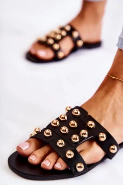 Damskie Boto Damskie Klasyczne Klapki Z Ozdobami Czarne Scotlyn