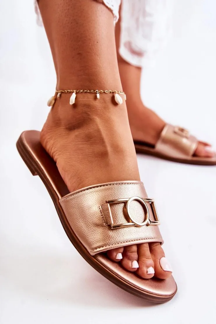 Online Evento Damskie Klasyczne Klapki Z Ozdobą Złote Sherri