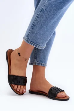 Damskie Boto Damskie Klasyczne Klapki Na Płaskim Obcasie Czarne Namrita