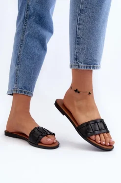 Damskie Boto Damskie Klasyczne Klapki Na Płaskim Obcasie Czarne Namrita