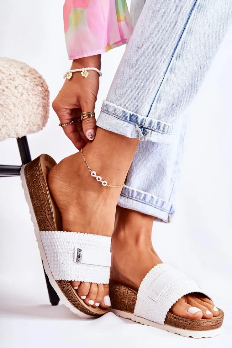 INBLU Klapki Damskie Klasyczne*Damskie Klasyczne Klapki NM000025 Białe