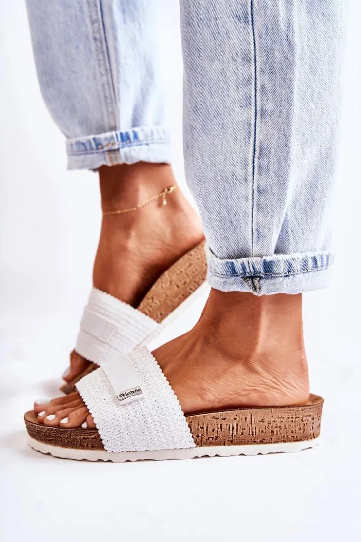 INBLU Klapki Damskie Klasyczne*Damskie Klasyczne Klapki NM000025 Białe