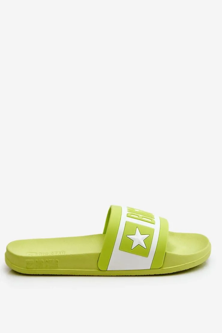 Damskie Big Star Shoes Damskie Klasyczne Klapki Big Star LL274742 Limonkowe
