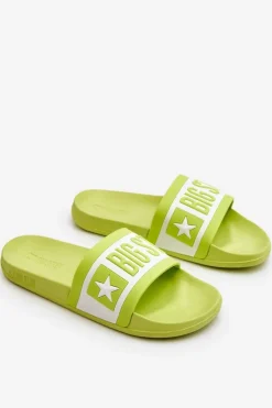 Damskie Big Star Shoes Damskie Klasyczne Klapki Big Star LL274742 Limonkowe