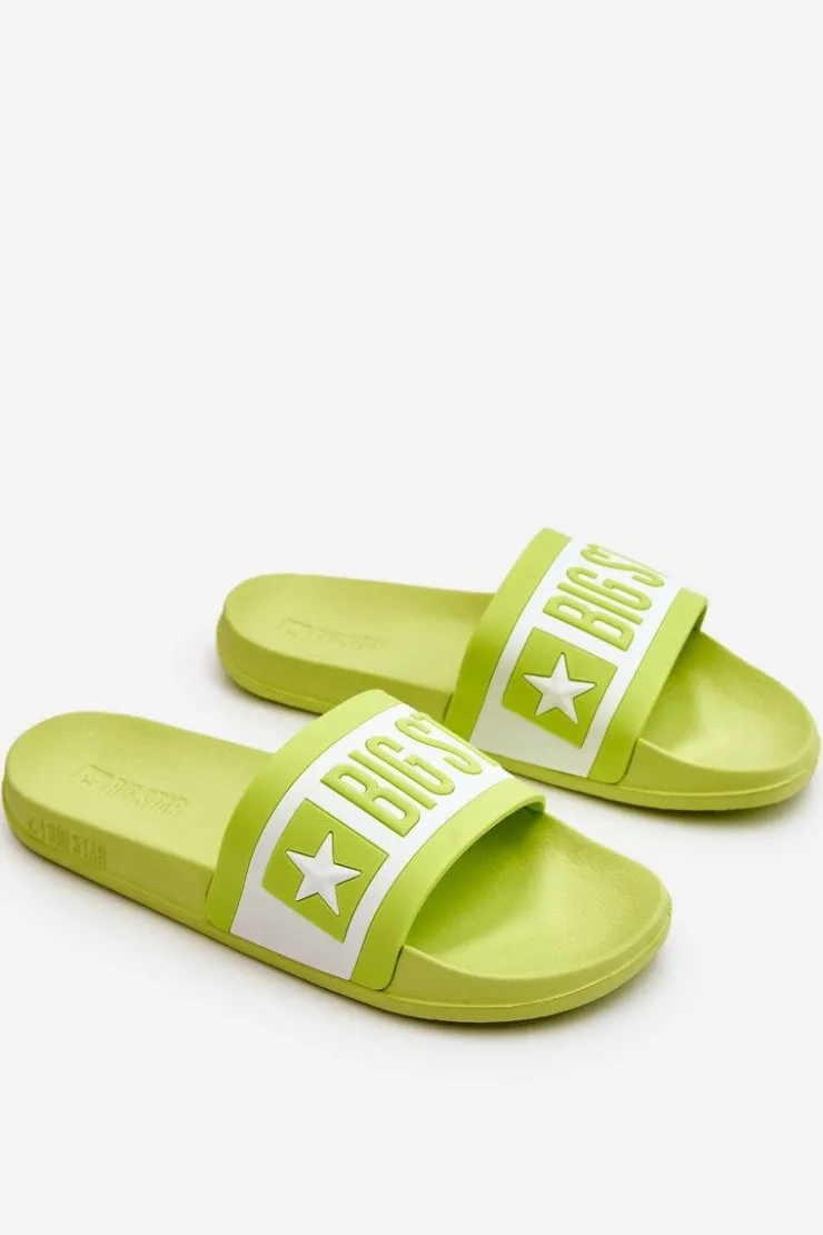 Damskie Big Star Shoes Damskie Klasyczne Klapki Big Star LL274742 Limonkowe