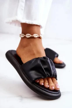 Damskie Damskie buty S.Barski Damskie Klasyczne Klapki Czarne Feline