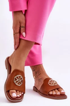 Boto Klapki Na Platformie|Klapki Damskie Klasyczne*Damskie Klasyczne Klapki Na Płaskim Obcasie Camel Larotte