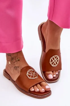 Boto Klapki Na Platformie|Klapki Damskie Klasyczne*Damskie Klasyczne Klapki Na Płaskim Obcasie Camel Larotte