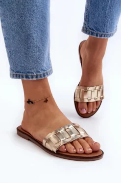 Online Boto Damskie Klasyczne Klapki Na Płaskim Obcasie Złote Namrita